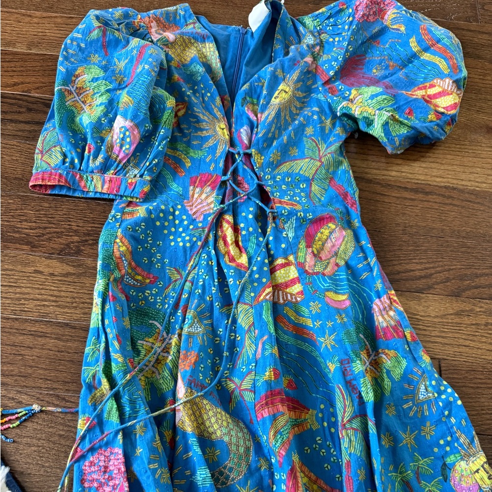 Farm Rio blue oceans mini dress new